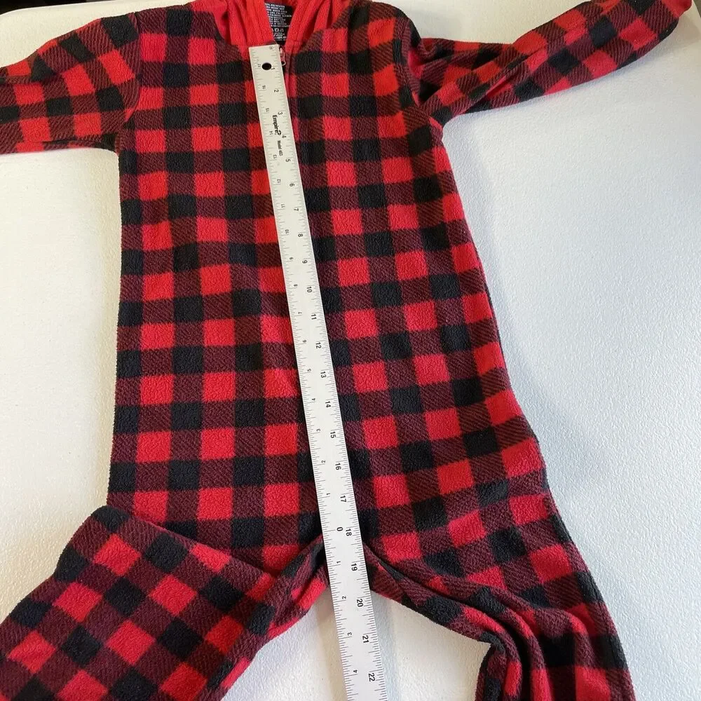 PJs & Presents One Piece Footless Pajamas Girls 4-5 Plaid Christmas Reindeer